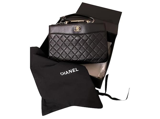 Timeless Chanel Grand Shopping - Grand Cabas Preto Pele de cordeiro  ref.796740