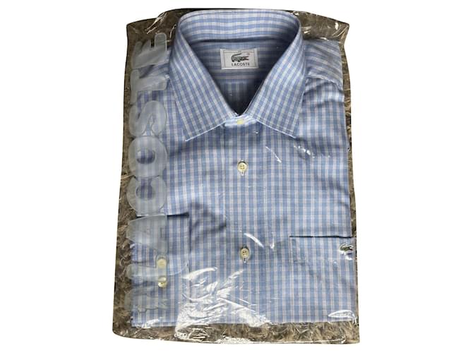 chemise Lacoste Classique Coton Blanc Bleu clair  ref.796753