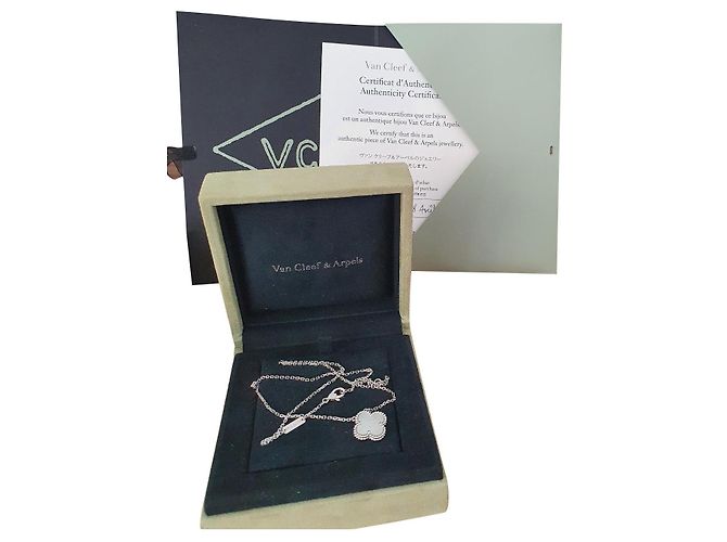 Van Cleef & Arpels Alhambra Halskette Weißgold Silber 
