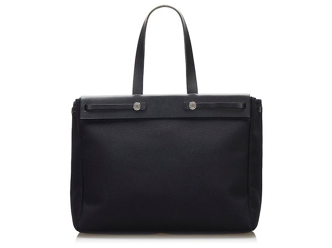 Hermès Hermes Black Herbag Cabas MM Noir