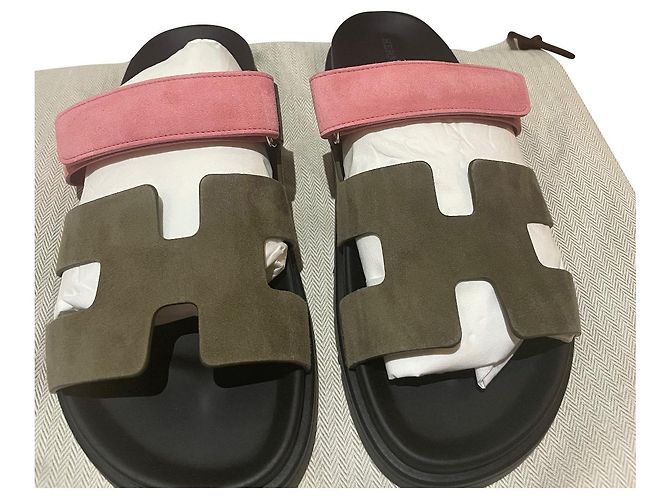 Oran Hermès Sandali Cipro Rosa Scamosciato