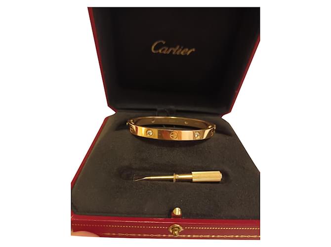 Love Cartier Liebesarmband 4 Diamanten aus Roségold Pink  ref.797076