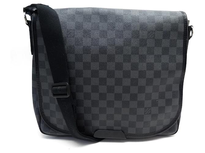 LOUIS VUITTON BOLSO DANIEL MM N58029 BOLSO DE LONA CUADROS GRAFITO Gris Lienzo  ref.797154