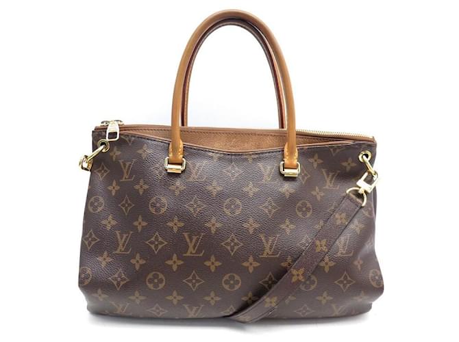Louis Vuitton Handbag Pallas Mm Monogram Canvas & Brown Leather