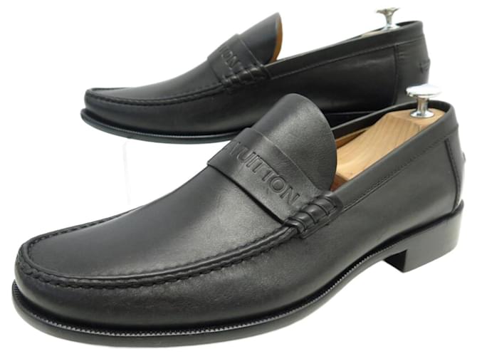 NEW LOUIS VUITTON LOAFERS 8 42 LEATHER LEATHER LOAFERS SHOES Black  ref.797162