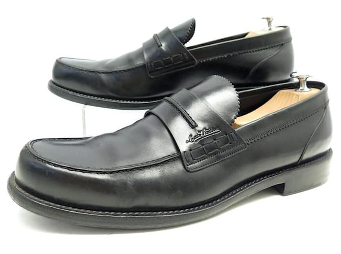 LOUIS VUITTON LOAFERS 8 42 BLACK LEATHER LOAFERS SHOES  ref.797163