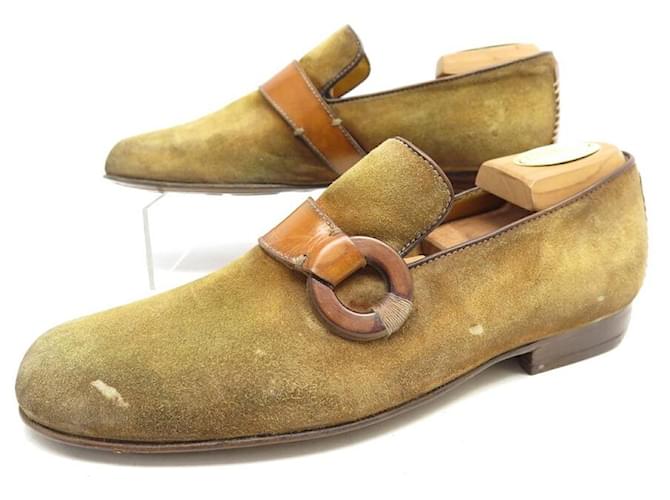 SHOES LE LOUP DE BERLUTI LOAFERS WITH BUCKLE SUEDE 7 41 LOAFERS SHOES Khaki  ref.797179