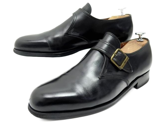 JM WESTON SCHUHE 531 Flora 7.5C 41.5 DERBY-LOAFERS MIT SCHNALLE SCHWARZES LEDER  ref.797193