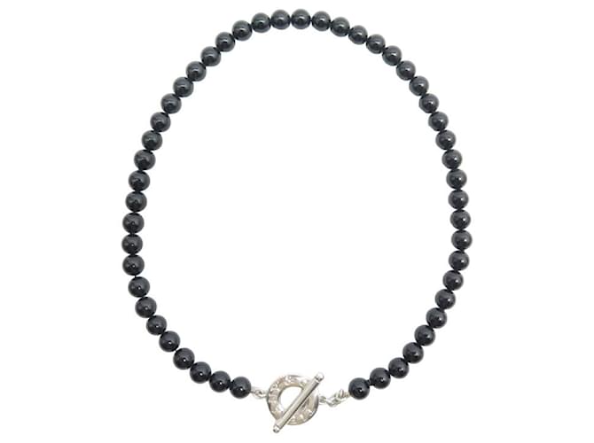 Tiffany & Co TIFFANY NECKLACE WITH ONYX PEARL KEYBOARD 60145347 42 money 925 NECKLACE Black Silver  ref.797205
