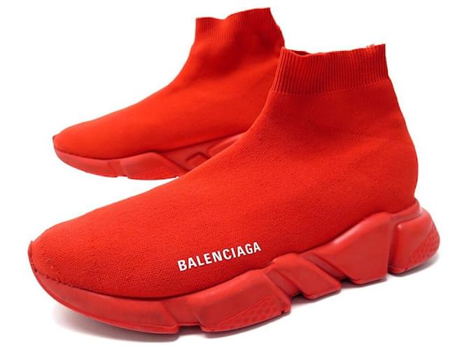 CHAUSSURES BALENCIAGA SPEED 530353 BASKETS 43 EN TOILE ROUGE SHOES  ref.797243