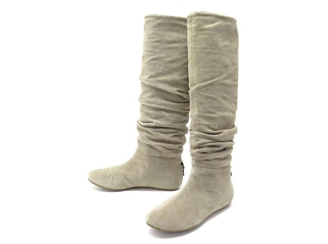 Cannage CHRISTIAN DIOR SHOES LADY CANAGE BOOTS 37 TAUPE SUEDE SUEDE BOOTS  ref.797293