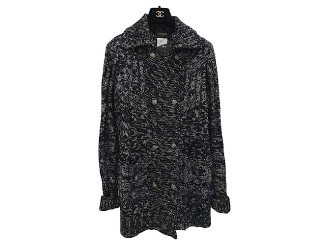 Chanel 10A Knit Coat Jacket Grey Wool  ref.797642
