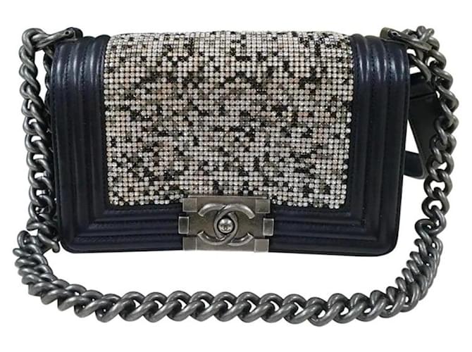 Chanel Swarovski Crystal & Black Lambskin Leather Small Boy Bag Multiple  colors ref.797737 - Joli Closet