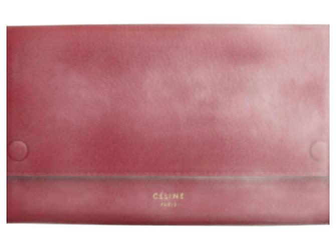 Céline Portefeuille Veau Red Leather  ref.797745