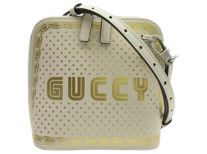 Gucci Sac à bandoulière à logo Sega 511189 Cuir Veau façon poulain Blanc  ref.798105