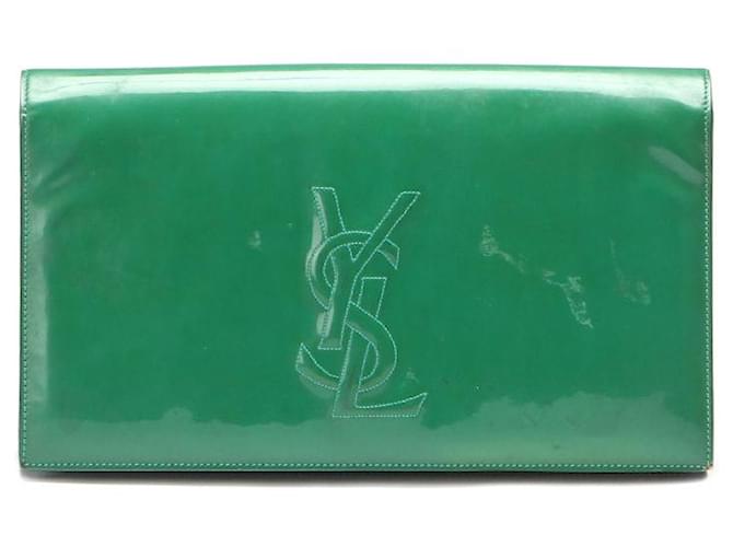 Yves Saint Laurent Belle de Jour Patent Leather Clutch 311223 Green  ref.798184