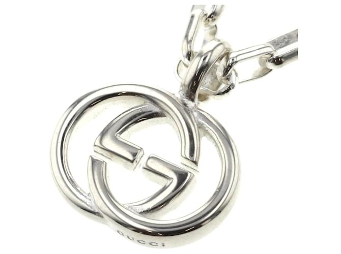 Gucci Interlocking G Chainlink Pendant Necklace Silvery Silver Metal  ref.798266