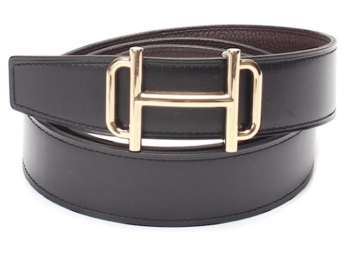 Hermès Gamma  Leather Belt Black Pony-style calfskin  ref.798270