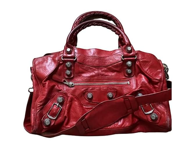 vintage balenciaga bag Red Leather  ref.799298