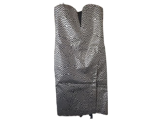 Autre Marque Kenzo Kleid aus Seide Silber und Schwarz Größe S