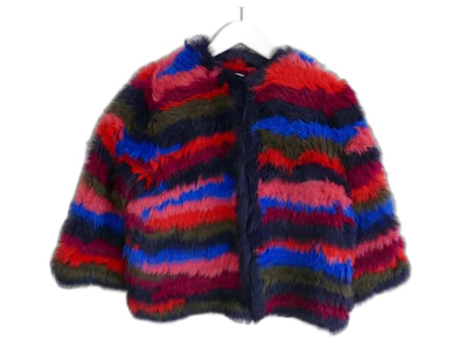 Manoush Rainbow Rabbit Fur Jacket Multiple colors  ref.798015