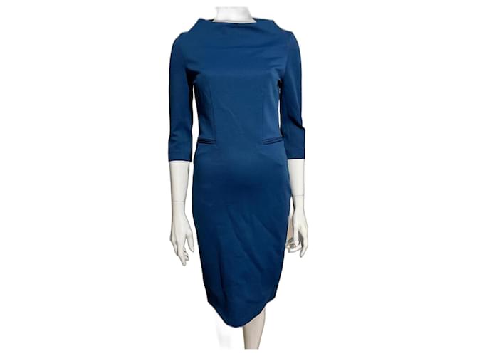 Diane Von Furstenberg DvF New Maidey vestido justo azul Seda Elastano Poliamida  ref.798326