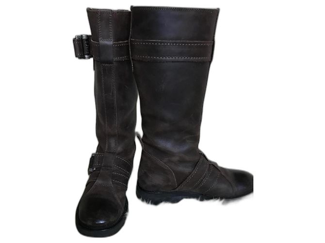 Botas de couro marrom Dior Gras