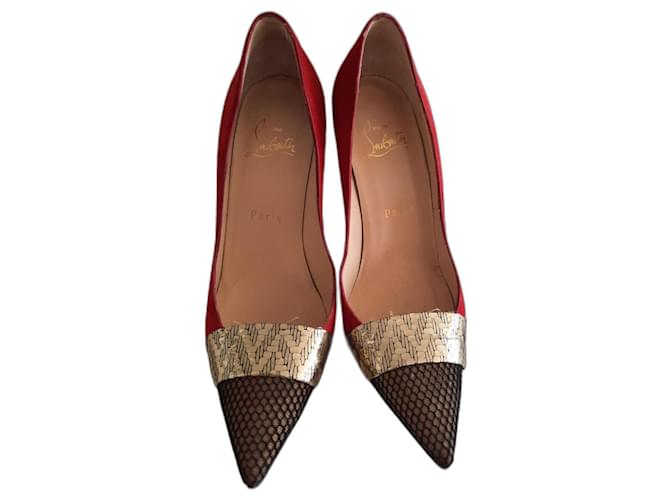 Christian Louboutin Talons Daim Rouge  ref.799328