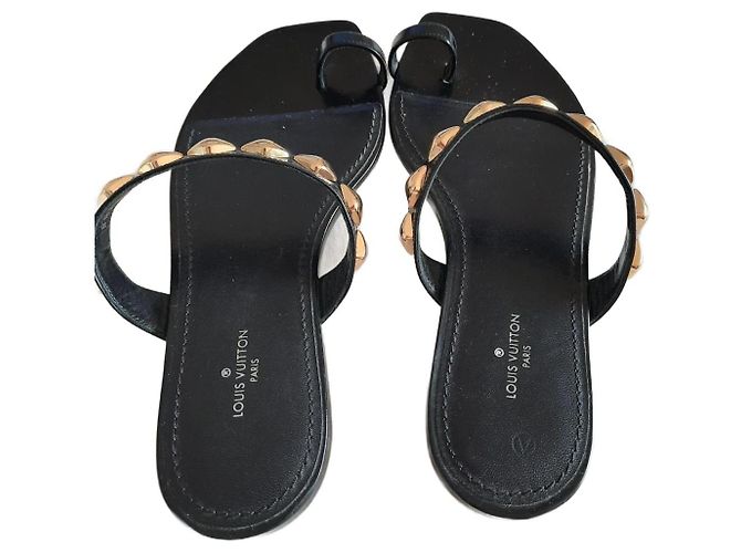 Mules Louis Vuitton em couro preto 37