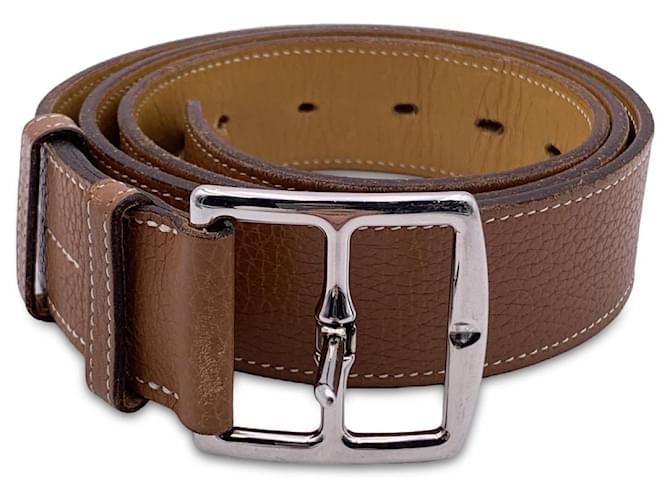 Hermès Hermes Beige Leather Etriviere Buckle Belt 38 mm Size 105  ref.799344