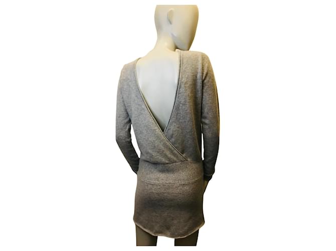 Maje Kleid aus Wolle und Kaschmir Grau  ref.799451