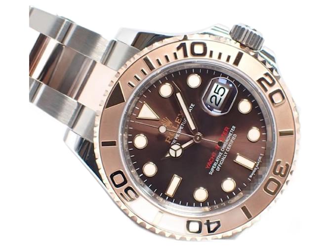 ROLEX YACHT-MASTER40 Everose Gold combination brown 116621 Mens Silvery Steel  ref.799524