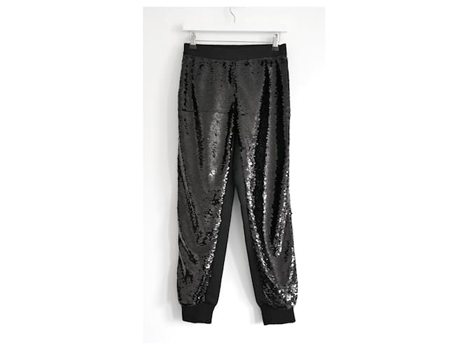Giambattista Valli Sequin Embellished Silk Satin Pants Black Polyester  ref.799556