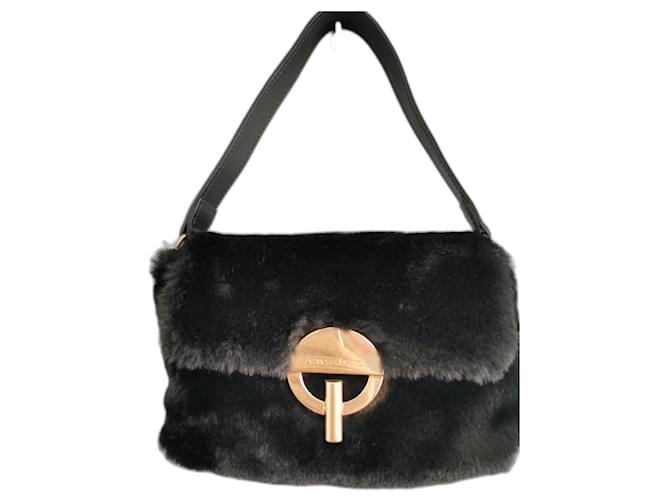 Vanessa Bruno Handbags Black Gold hardware Leather Cotton Polyester  ref.799757
