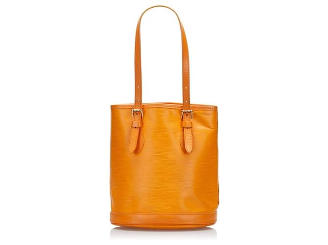 Louis Vuitton Bucket PM Orange Leder  ref.799804