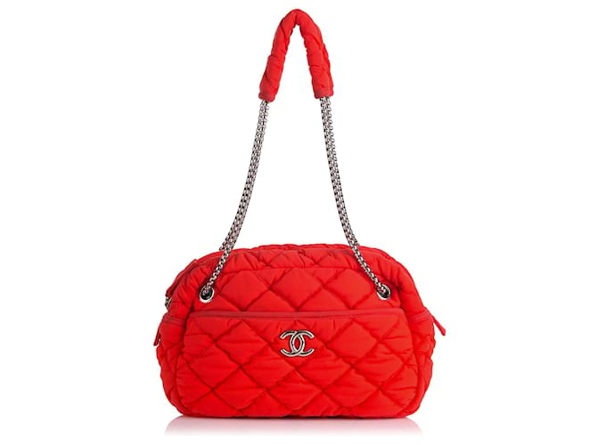 Chanel Red Bubble CC Nylon Shoulder Bag Cloth ref.800033 - Joli Closet