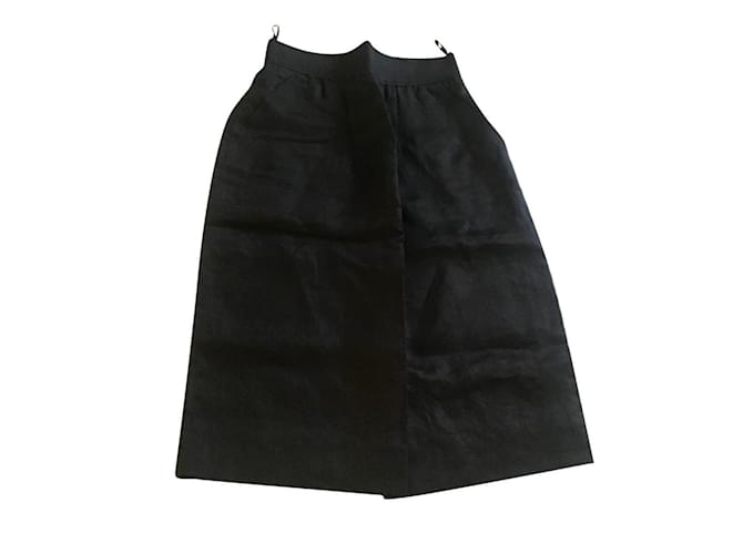 Chanel high waistededed Denim Skirt Dark blue Silk Cotton  ref.800519
