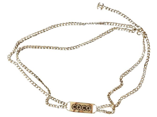 Cambon Cinturón de cadena Chanel dorado de metal 90 cm