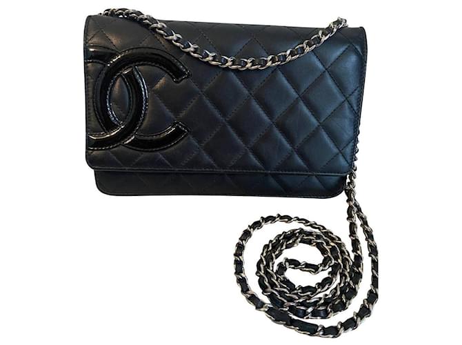 Wallet On Chain Chanel WOC Black Leather  ref.800810