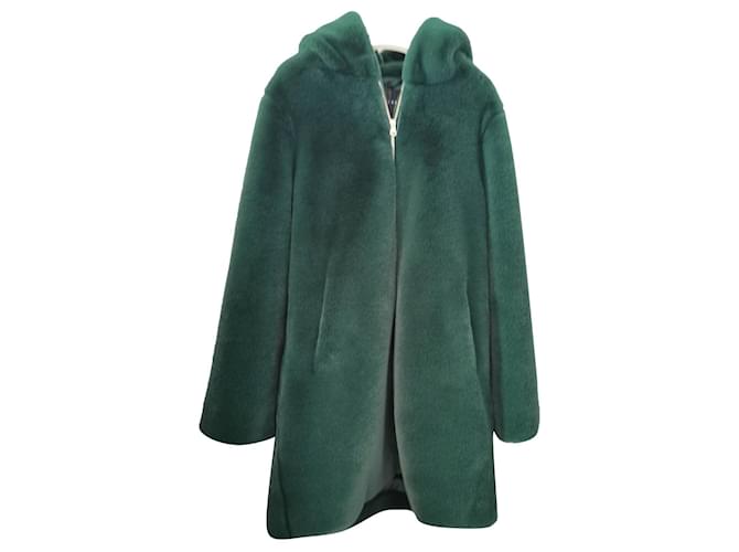 Tara Jarmon Coats, Outerwear Green Dark green Gold hardware Polyester  ref.800812