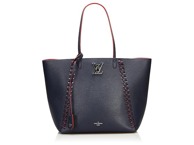 Louis Vuitton Blue Lockme Cabas Navy blue Leather Pony-style calfskin  ref.800962 - Joli Closet