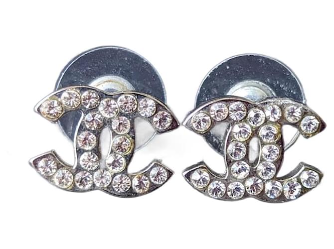Chanel CC 09V Classic Crystal Silver Hardware Logo Earrings box tag Silvery  Metal ref.800974 - Joli Closet