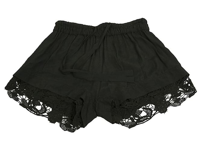 Shorts de verão IRO Dainie de tecido preto com acabamento em renda tamanho 38 Raio  ref.801089