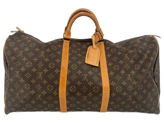 Brown Coated Canvas Louis Vuitton Keepall 60 Cloth  ref.801276