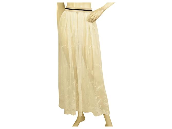 Autre Marque Zilly Cream Tulle Lace Long Length Sheer Summer Maxi Cover Up Skirt size 1 Beige Synthetic  ref.801354
