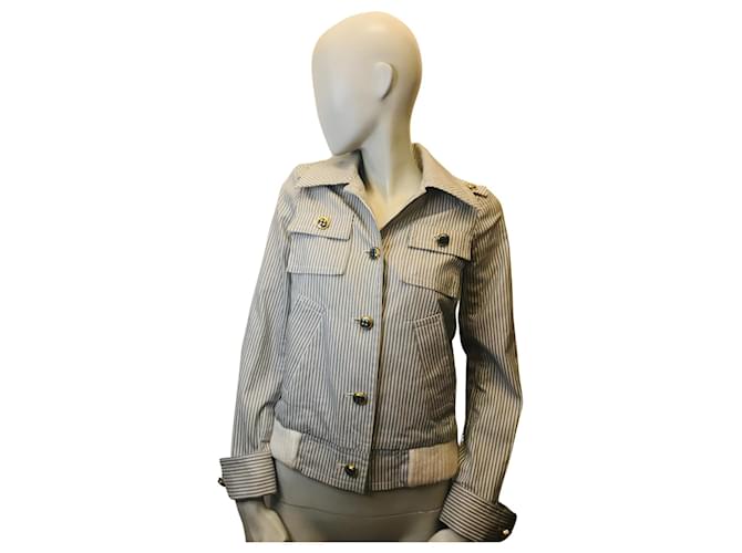 Marc by Marc Jacobs Marc Jacobs striped jacket White Light blue Cotton  ref.801509