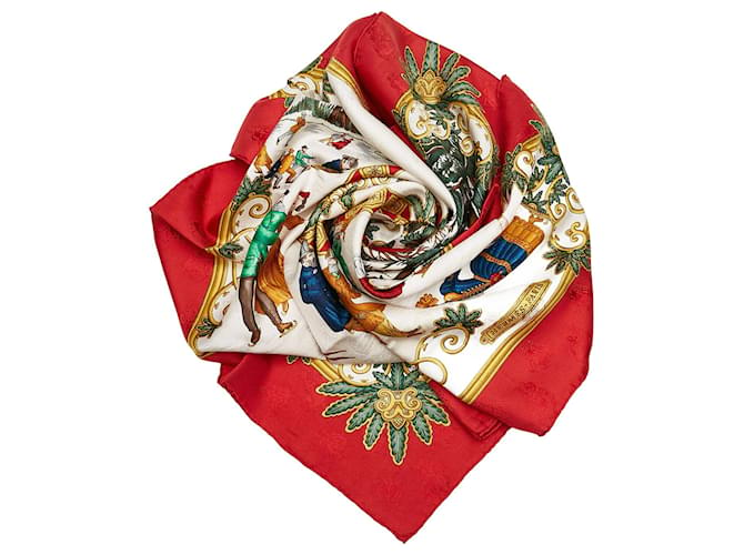 Foulard Hermès Rouge Joies d'Hiver en Soie Tissu  ref.801520