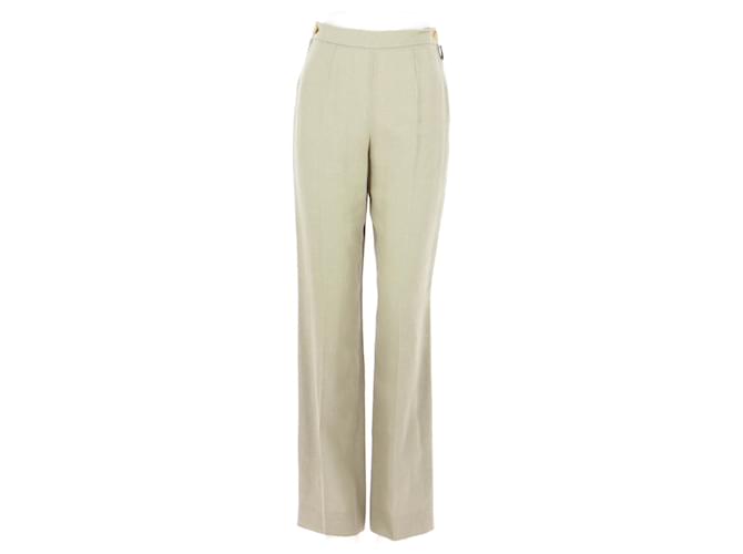 Hermès trousers Beige Linen  ref.801617