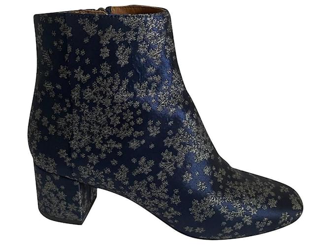 Aquazzura Ankle Boots Silvery Blue Leather Satin  ref.801645