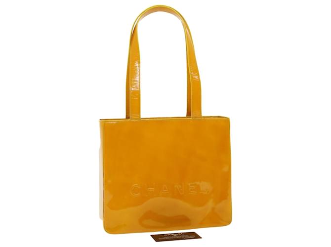 CHANEL Tote Bag Enamel Yellow CC Auth bs3966  ref.801695